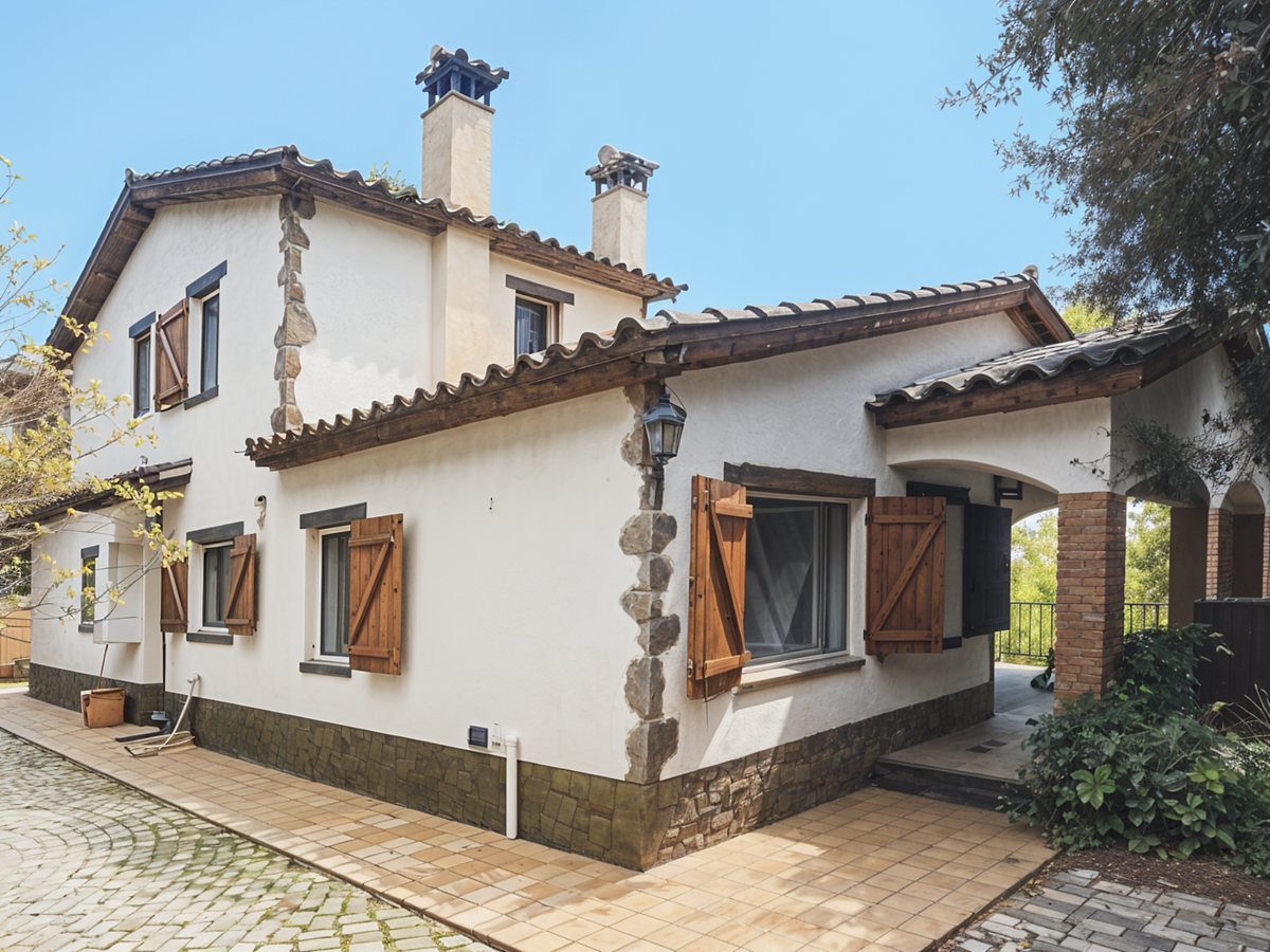 Casa con contraventanas de madera en Arbúcies